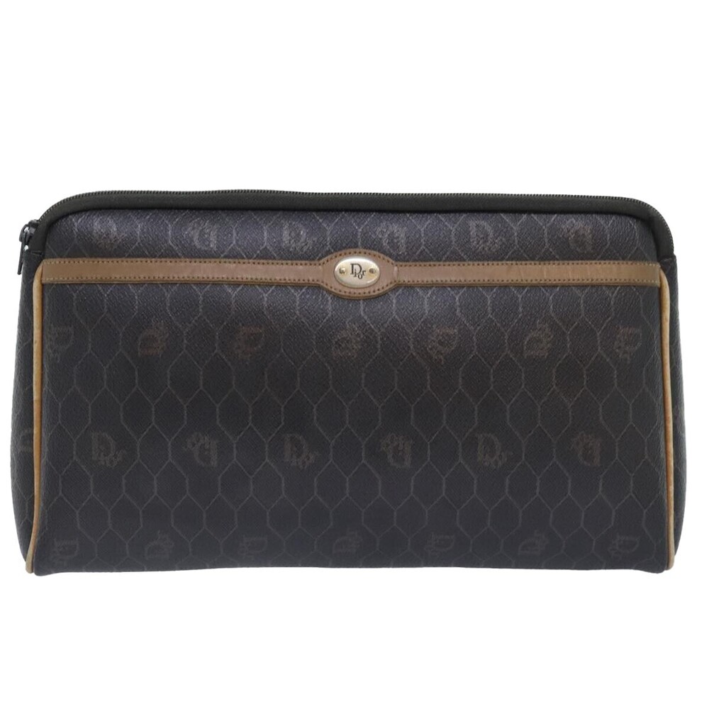 Christian Dior Vintage Honeycomb Zip Canvas and Leather